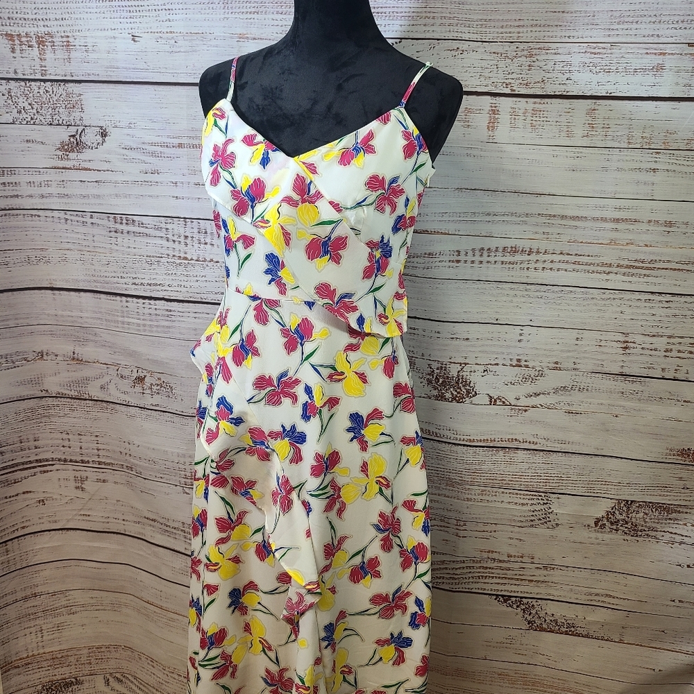 Banana Republic Floral Asymmetrical Dress -‎ White, Yellow, Pink, Blue